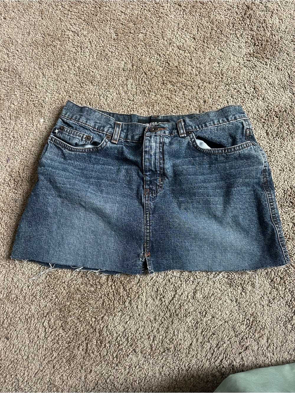 Vintage Y2K Express Raw Hem Denim Mini Skirt